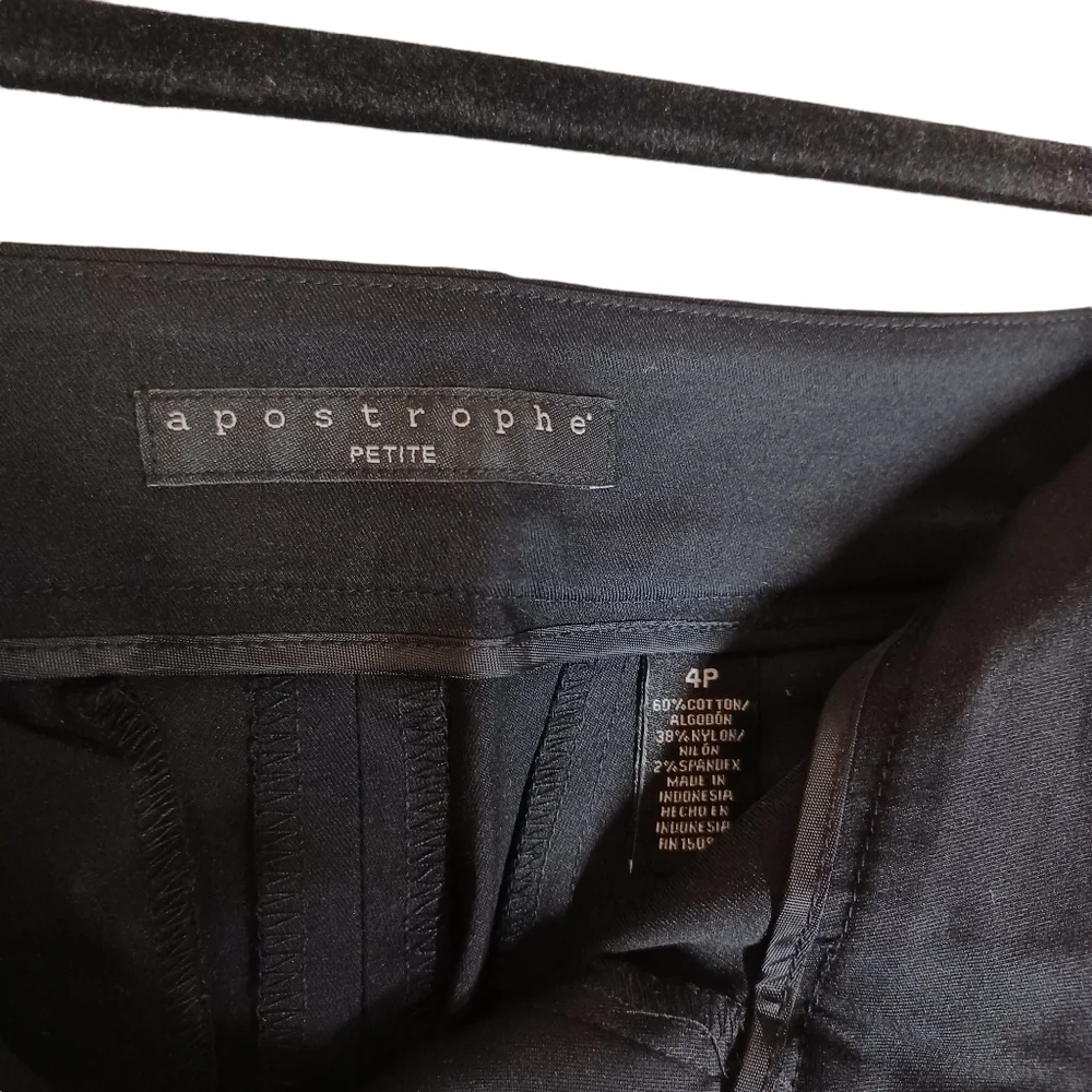 APOSTROPHE PETITE Black Zipper Hook Clasp Folded Cuff Trouser Pants 4P